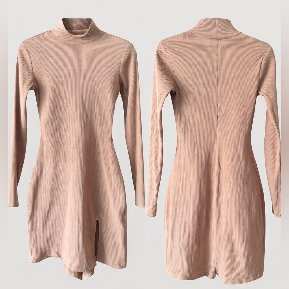 Lulu's Nude Long Sleeve Midi Dress